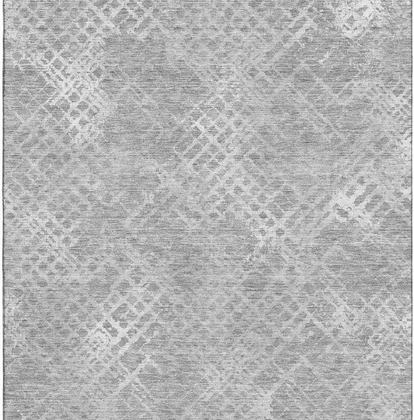 Gray And Silver Abstract Geometric Washable Area Rug With UV Protection Photo 4