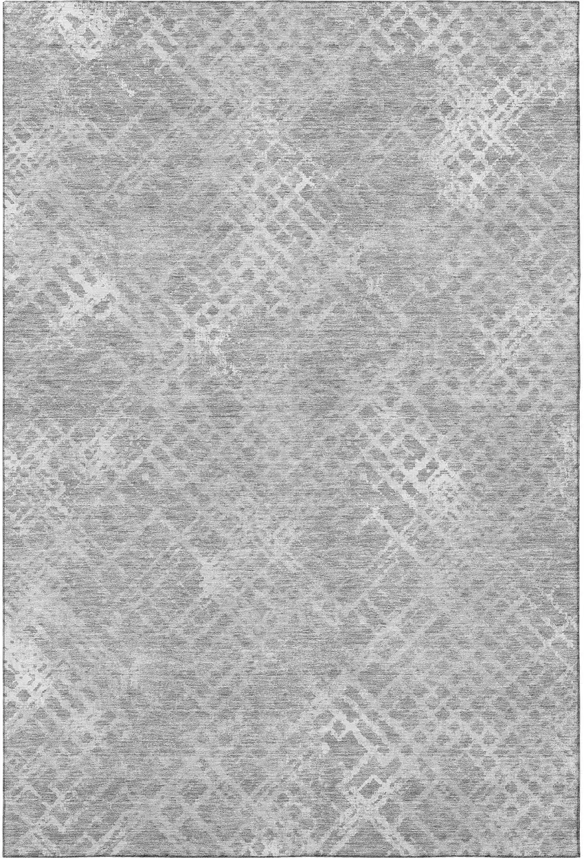 Gray And Silver Abstract Geometric Washable Area Rug With UV Protection Photo 3