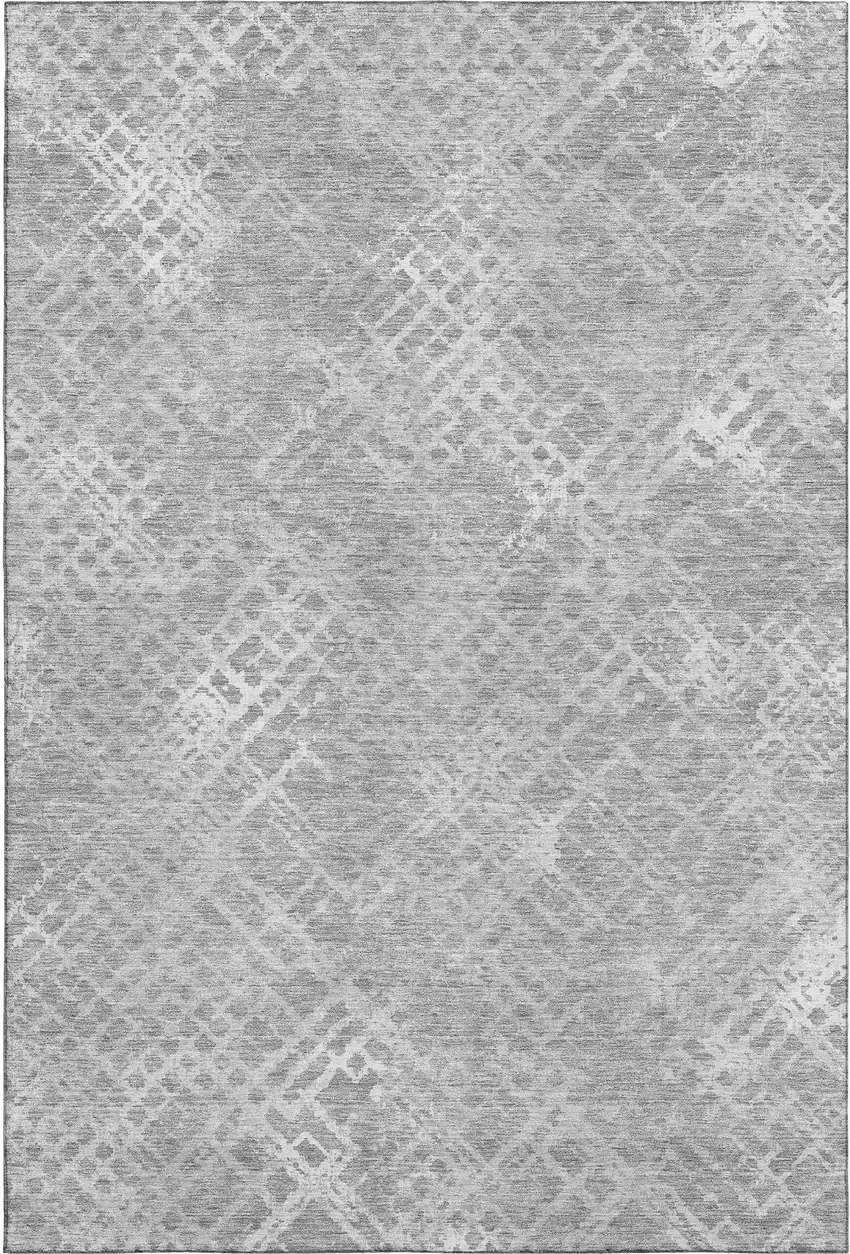 Gray And Silver Abstract Geometric Washable Area Rug With UV Protection Photo 1