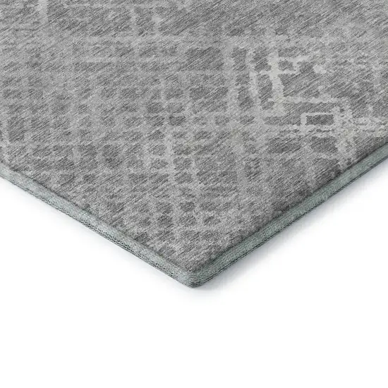 Gray And Silver Abstract Geometric Washable Area Rug With UV Protection Photo 8