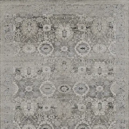 Gray And Silver Abstract Power Loom Distressed Area Rug Photo 5