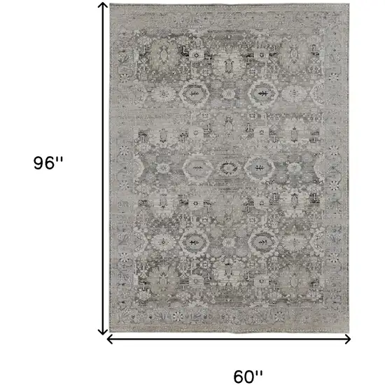 Gray And Silver Abstract Power Loom Distressed Area Rug Photo 3