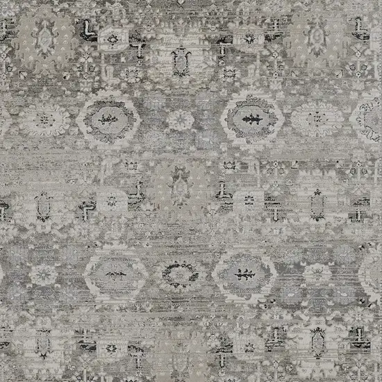 Gray And Silver Abstract Power Loom Distressed Area Rug Photo 4