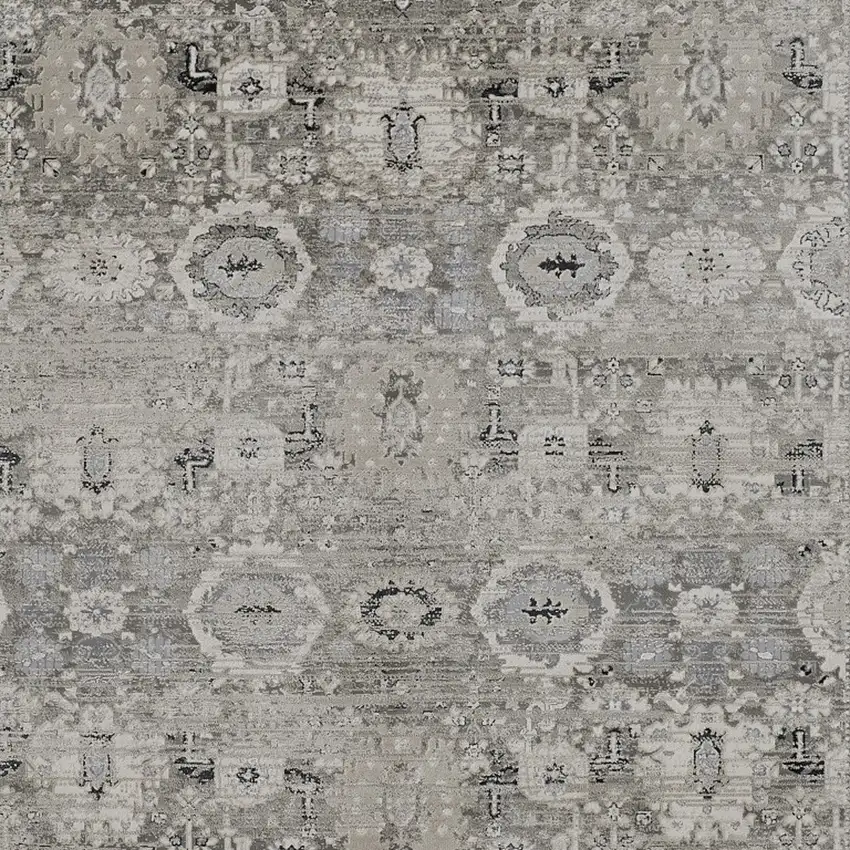 Gray And Silver Abstract Power Loom Distressed Area Rug Photo 4