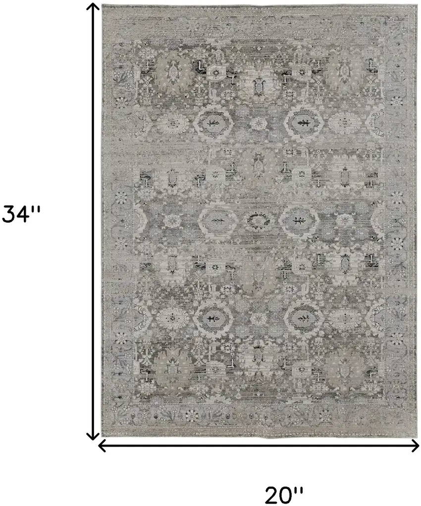 Gray And Silver Abstract Power Loom Distressed Area Rug Photo 1