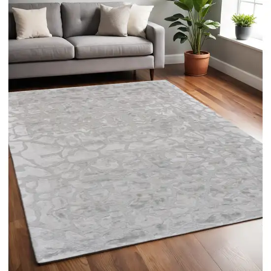 Gray And Silver Abstract Tufted Handmade Area Rug Photo 1