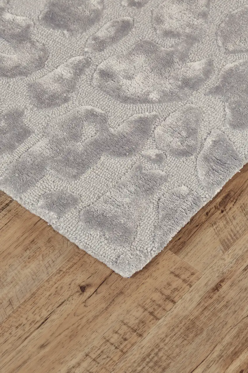 Gray And Silver Abstract Tufted Handmade Area Rug Photo 5