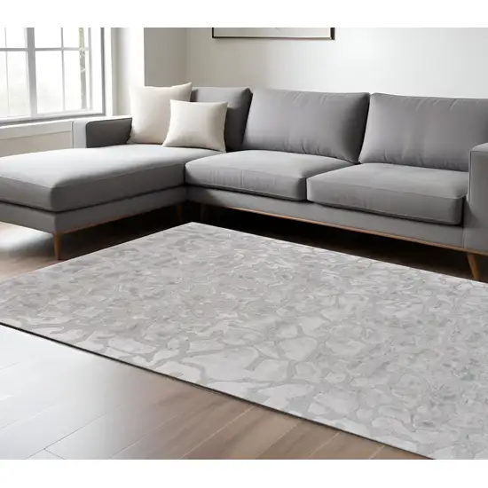 Gray And Silver Abstract Tufted Handmade Area Rug Photo 1
