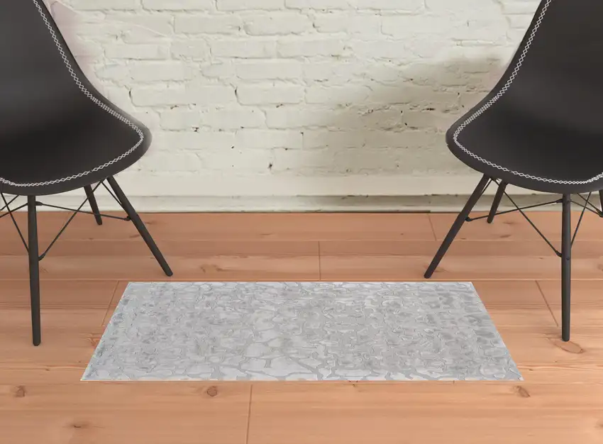 Gray And Silver Abstract Tufted Handmade Area Rug Photo 2