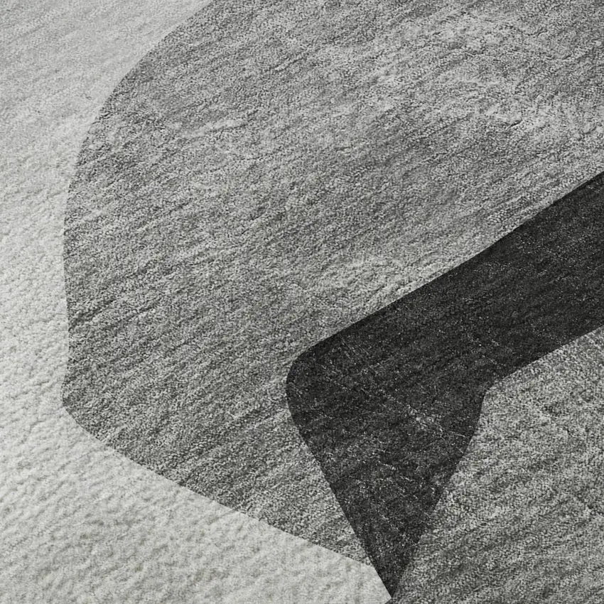 Gray And Silver Abstract Washable Area Rug With UV Protection Photo 8