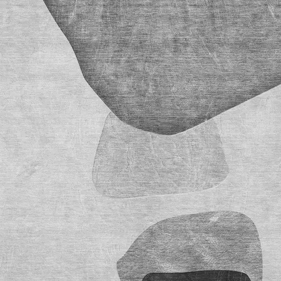 Gray And Silver Abstract Washable Area Rug With UV Protection Photo 3