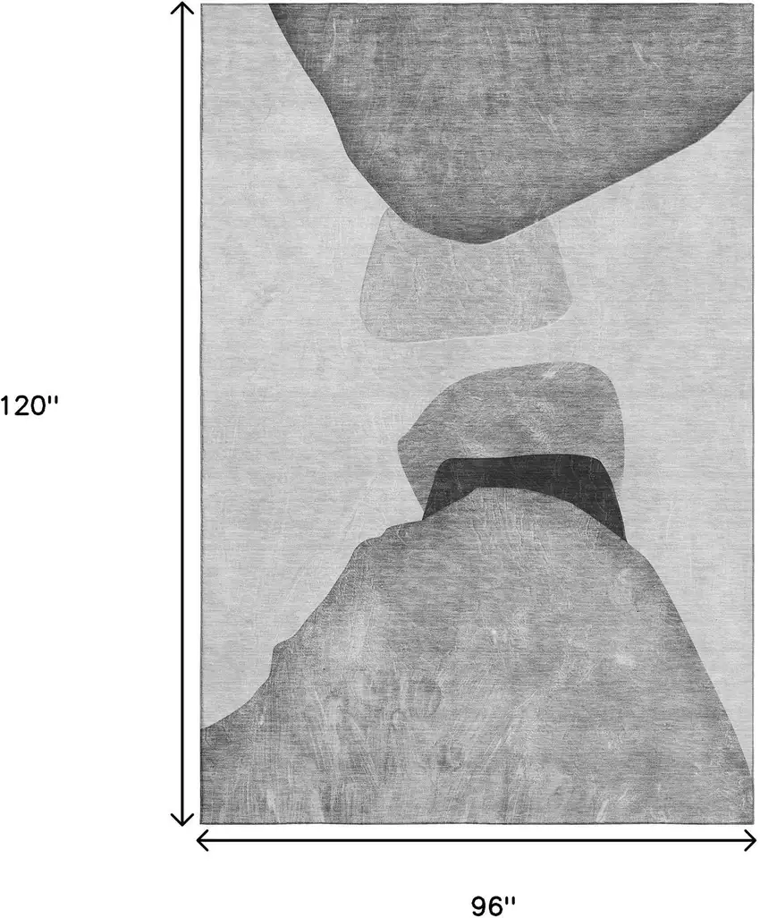 Gray And Silver Abstract Washable Area Rug With UV Protection Photo 3