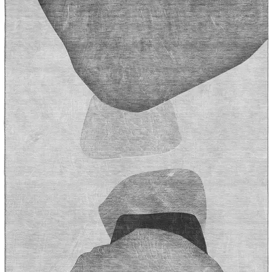 Gray And Silver Abstract Washable Area Rug With UV Protection Photo 4