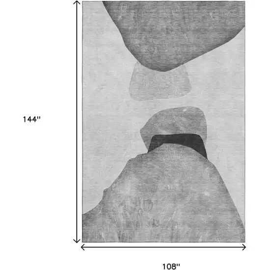 Gray And Silver Abstract Washable Area Rug With UV Protection Photo 3