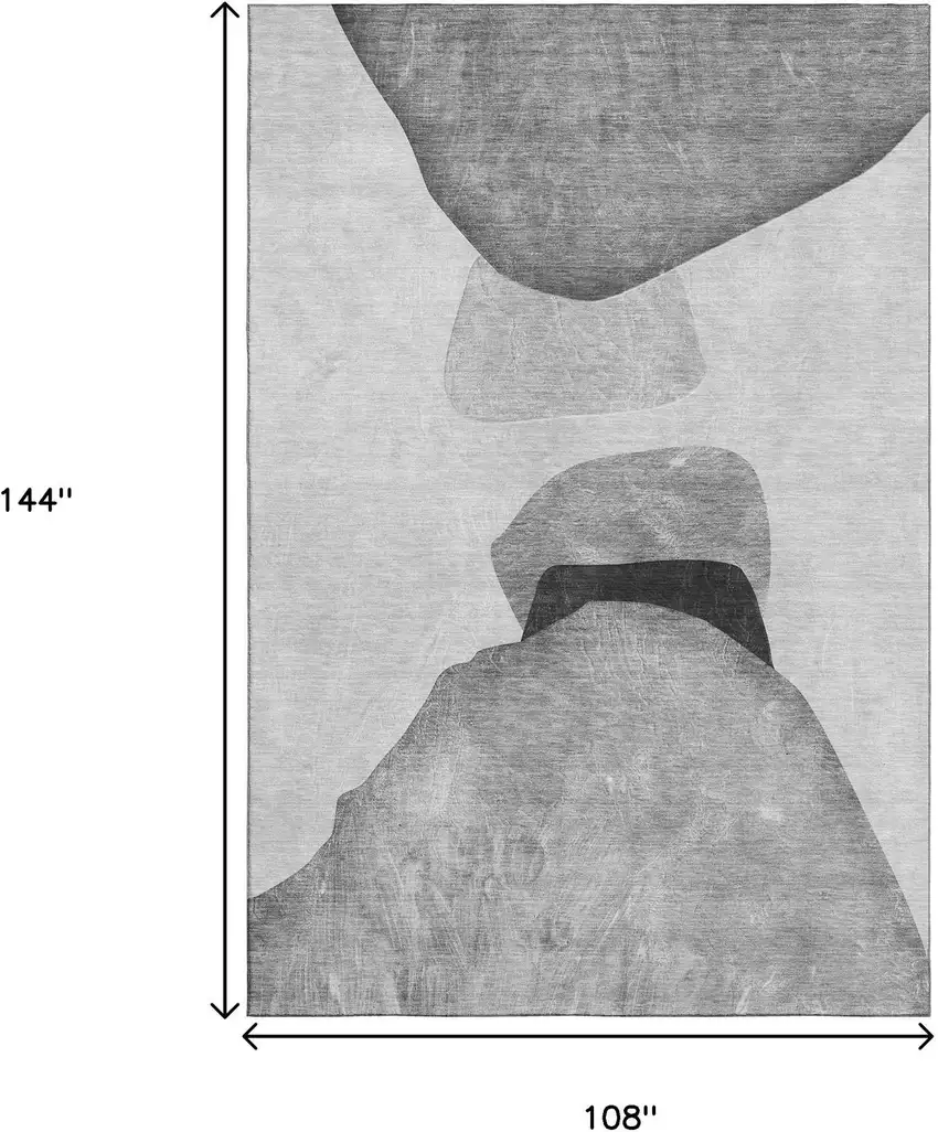 Gray And Silver Abstract Washable Area Rug With UV Protection Photo 3