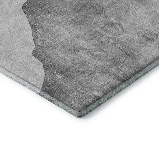 Gray And Silver Abstract Washable Area Rug With UV Protection Photo 8