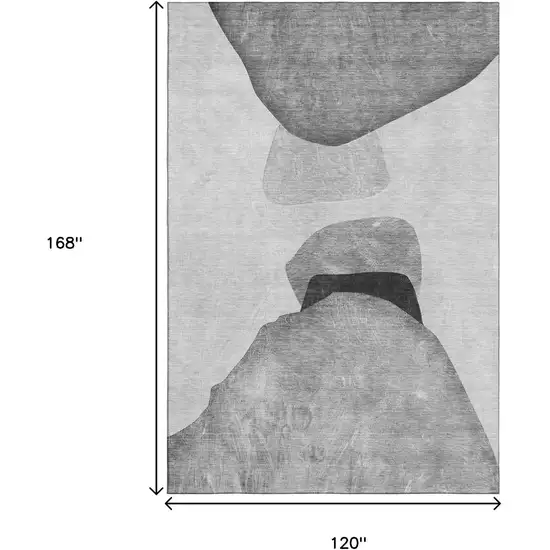 Gray And Silver Abstract Washable Area Rug With UV Protection Photo 3