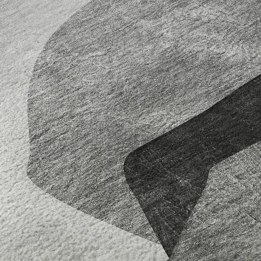 Gray And Silver Abstract Washable Area Rug With UV Protection Photo 9