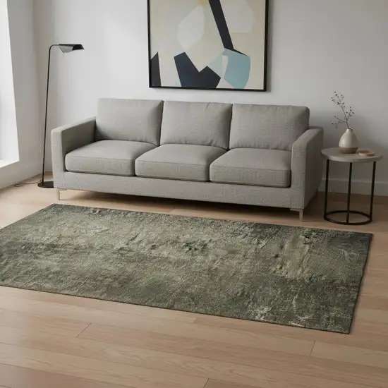 Gray And Silver Abstract Washable Area Rug With UV Protection Photo 2