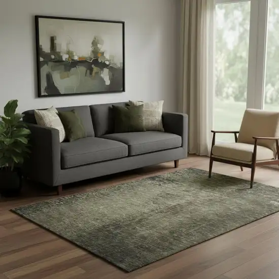 Gray And Silver Abstract Washable Area Rug With UV Protection Photo 1