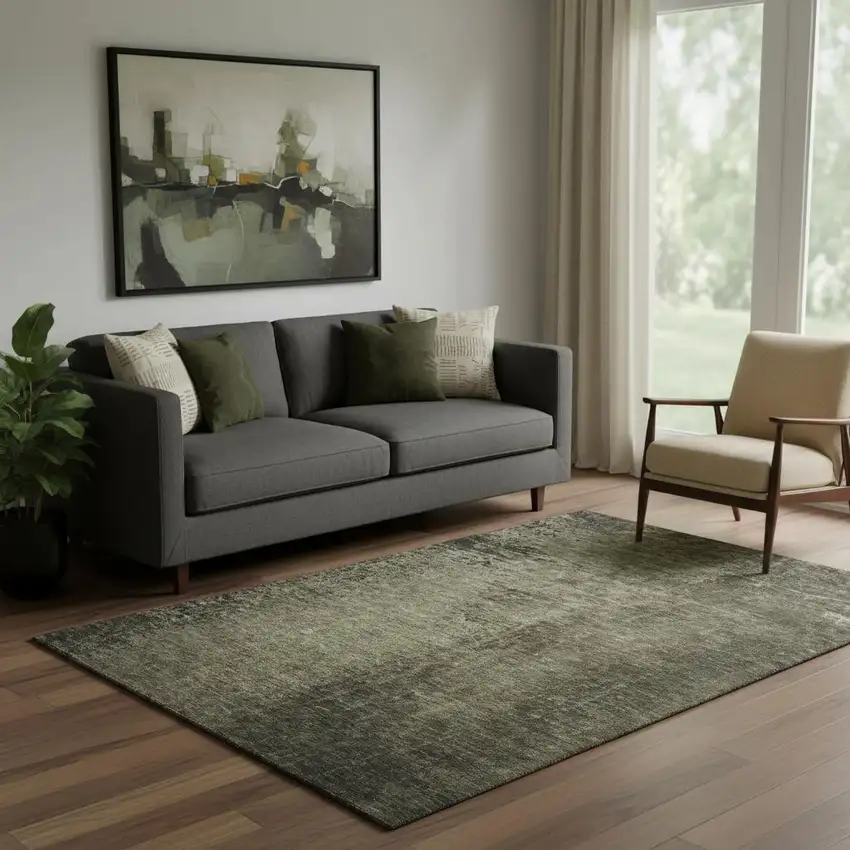 Gray And Silver Abstract Washable Area Rug With UV Protection Photo 1