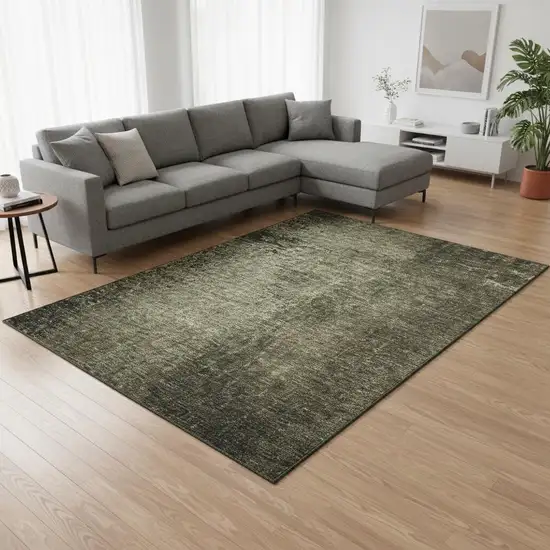 Gray And Silver Abstract Washable Area Rug With UV Protection Photo 2