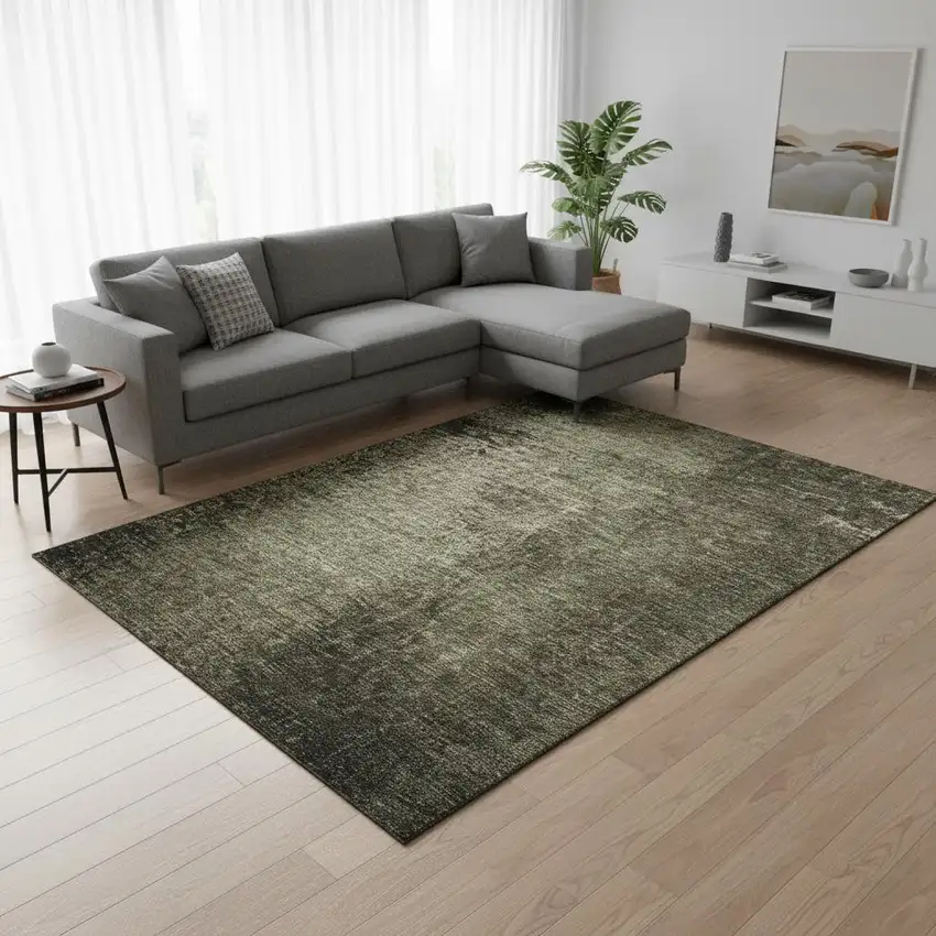 Gray And Silver Abstract Washable Area Rug With UV Protection Photo 2