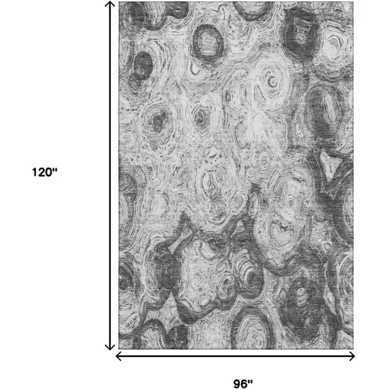 Gray And Silver Abstract Washable Area Rug With UV Protection Photo 3