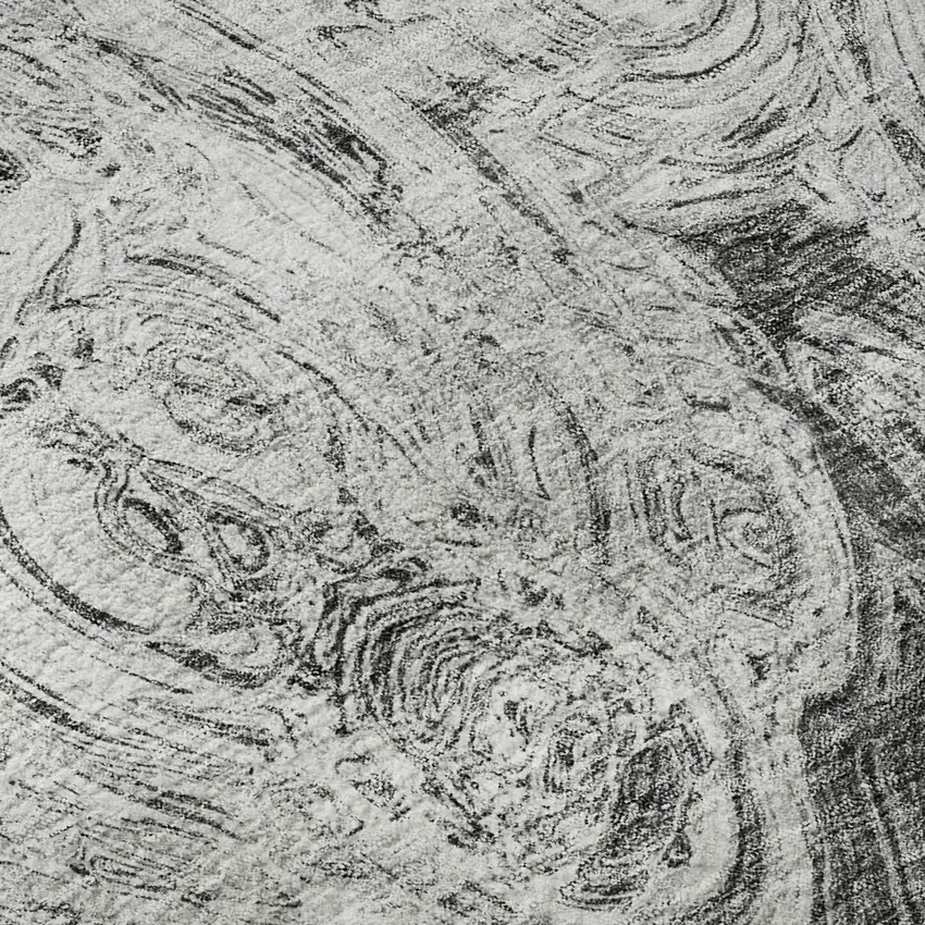 Gray And Silver Abstract Washable Area Rug With UV Protection Photo 9