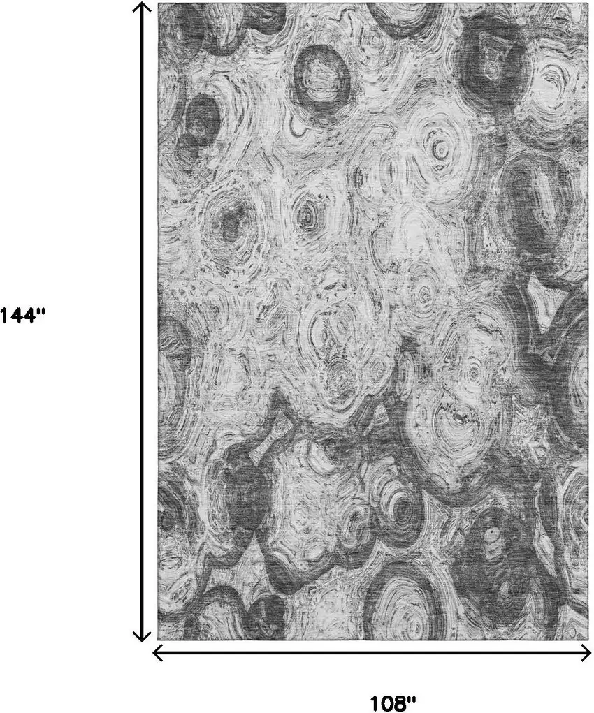 Gray And Silver Abstract Washable Area Rug With UV Protection Photo 3