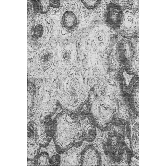 Gray And Silver Abstract Washable Area Rug With UV Protection Photo 1
