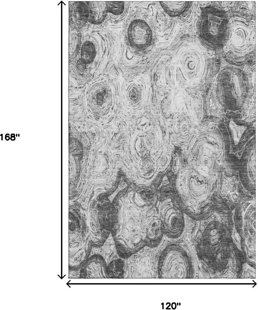 Gray And Silver Abstract Washable Area Rug With UV Protection Photo 3