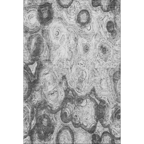 Gray And Silver Abstract Washable Area Rug With UV Protection Photo 3