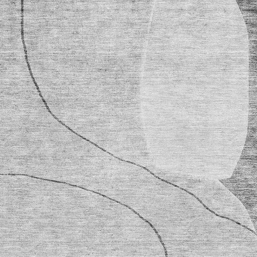 Gray And Silver Abstract Washable Area Rug With UV Protection Photo 4