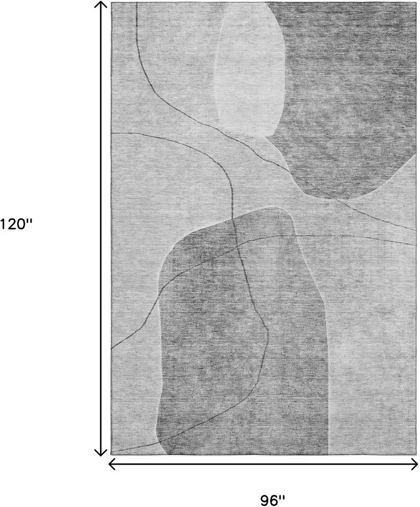 Gray And Silver Abstract Washable Area Rug With UV Protection Photo 3