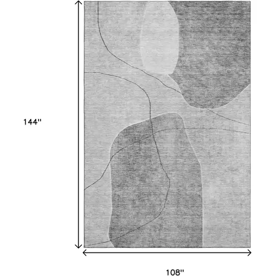 Gray And Silver Abstract Washable Area Rug With UV Protection Photo 3