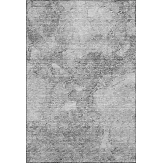 Gray And Silver Abstract Washable Area Rug With UV Protection Photo 4