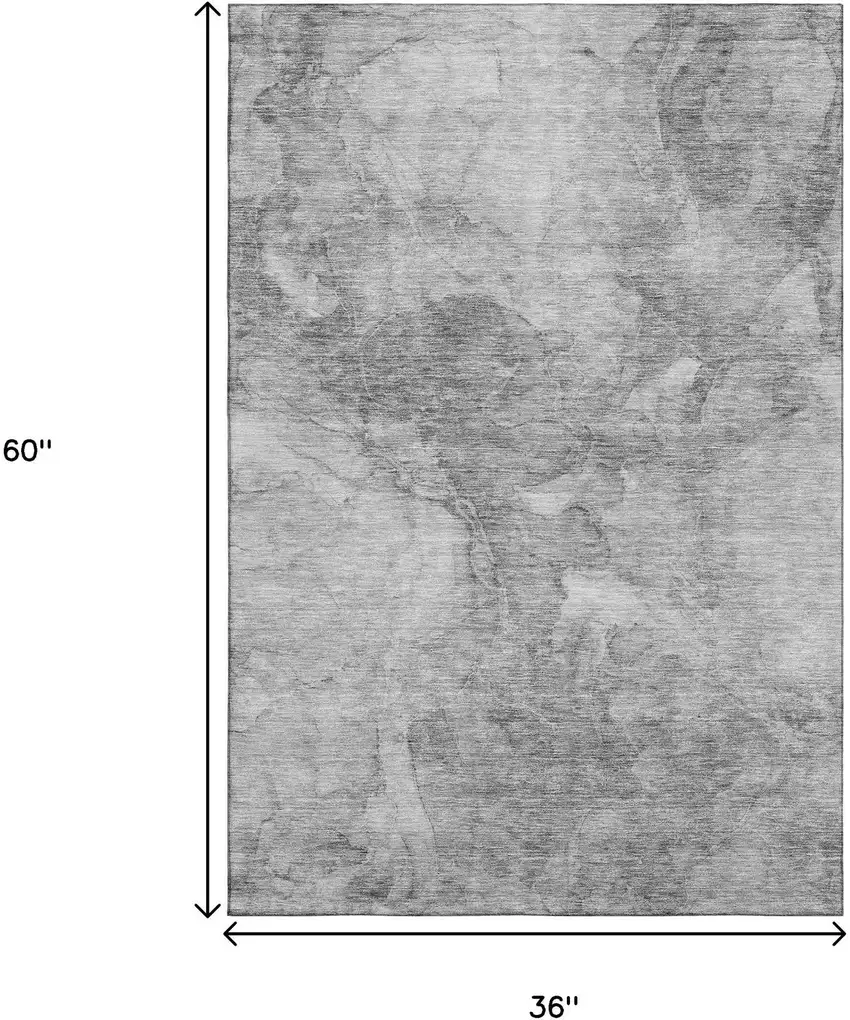 Gray And Silver Abstract Washable Area Rug With UV Protection Photo 3