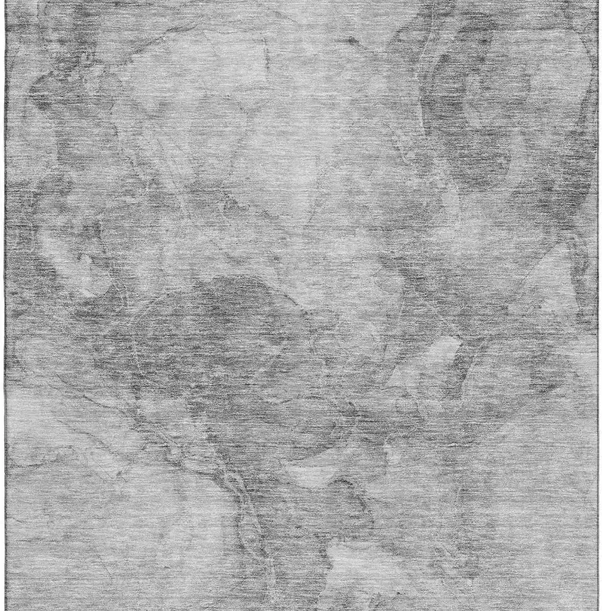 Gray And Silver Abstract Washable Area Rug With UV Protection Photo 1
