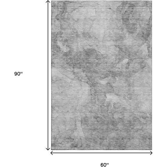 Gray And Silver Abstract Washable Area Rug With UV Protection Photo 3