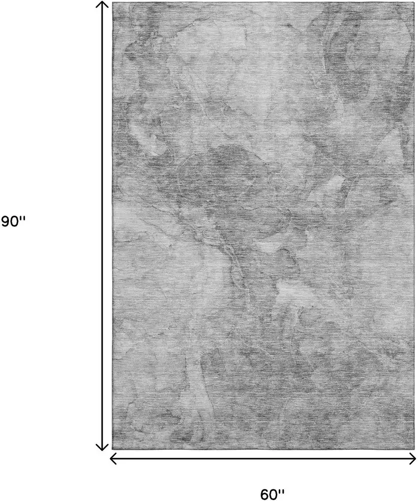 Gray And Silver Abstract Washable Area Rug With UV Protection Photo 3