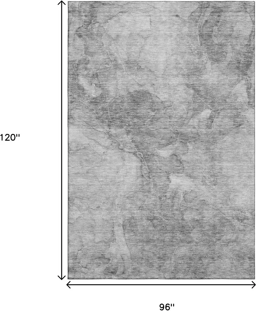 Gray And Silver Abstract Washable Area Rug With UV Protection Photo 3