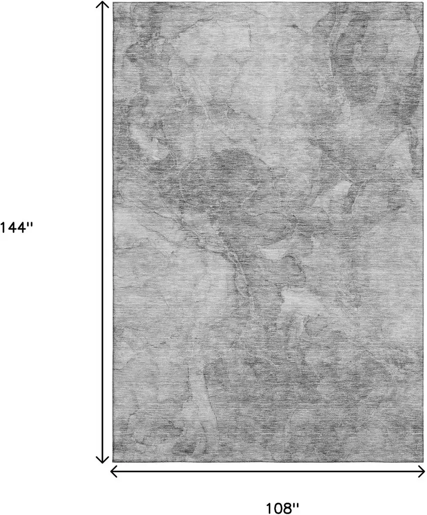 Gray And Silver Abstract Washable Area Rug With UV Protection Photo 3