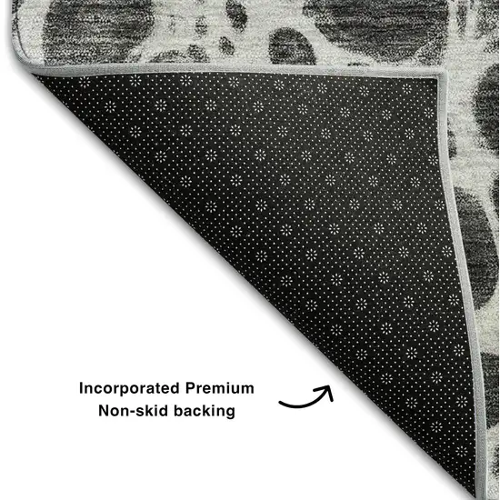 Gray And Silver Abstract Washable Area Rug With UV Protection Photo 6