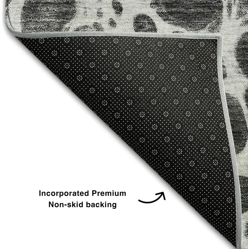 Gray And Silver Abstract Washable Area Rug With UV Protection Photo 6