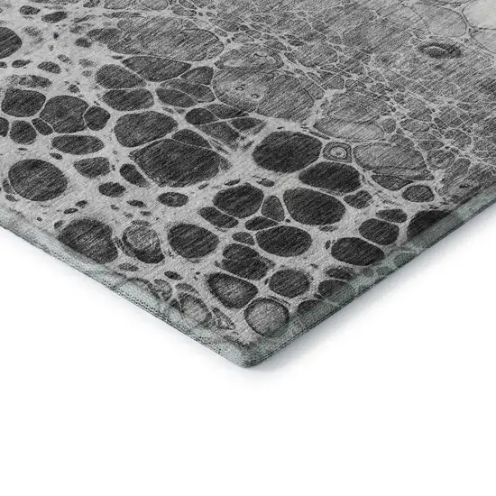 Gray And Silver Abstract Washable Area Rug With UV Protection Photo 7