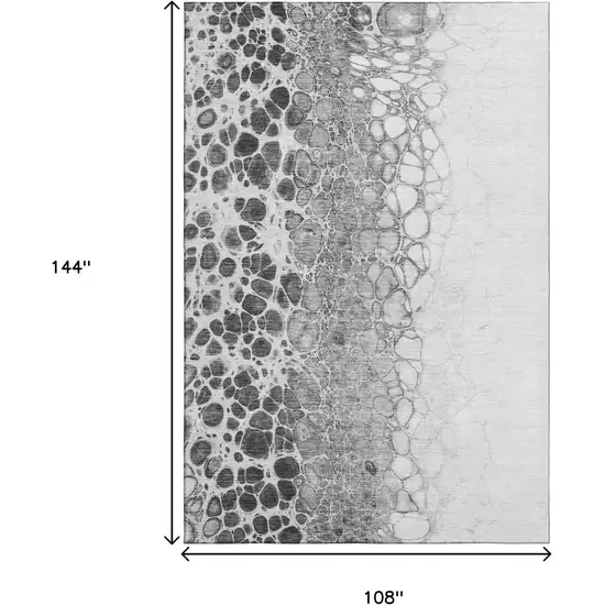 Gray And Silver Abstract Washable Area Rug With UV Protection Photo 3