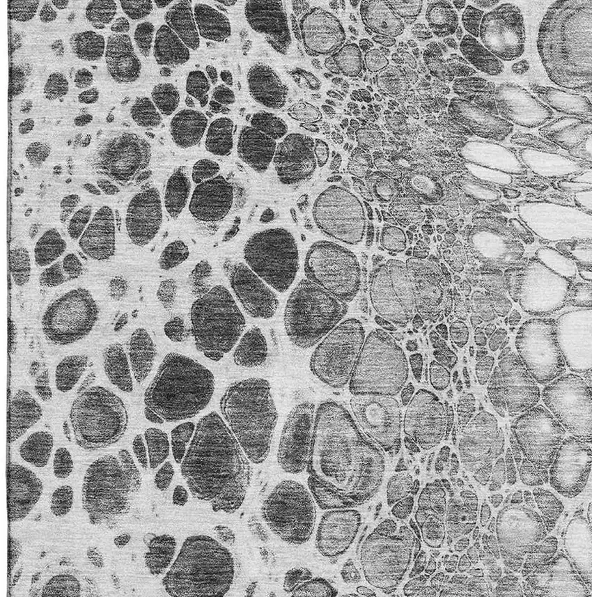 Gray And Silver Abstract Washable Area Rug With UV Protection Photo 3