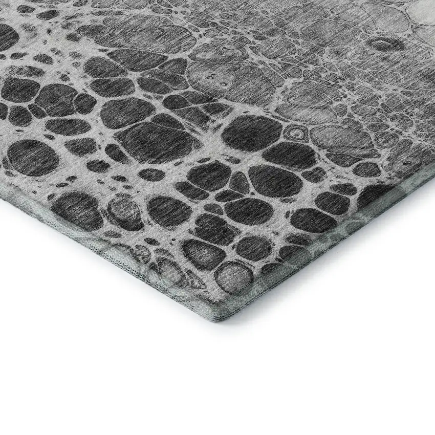 Gray And Silver Abstract Washable Area Rug With UV Protection Photo 7