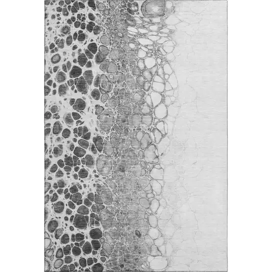 Gray And Silver Abstract Washable Area Rug With UV Protection Photo 1